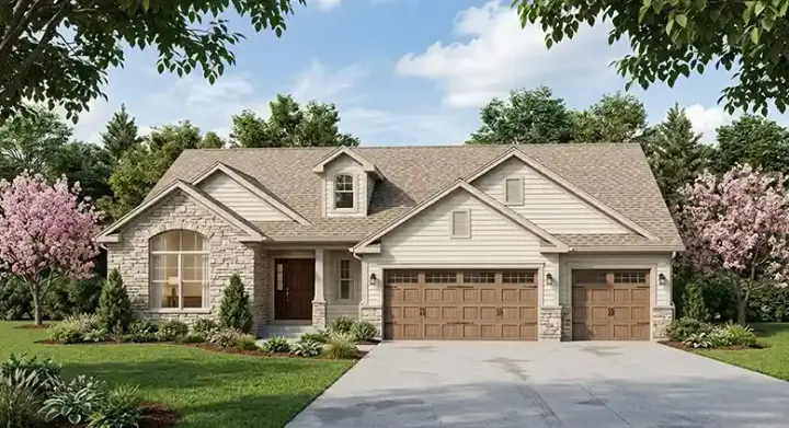 Traditional house plans 25-180 - front exterior, 1,418 sq ft, 3 bed, 2 bath house plans | Monster House Plans