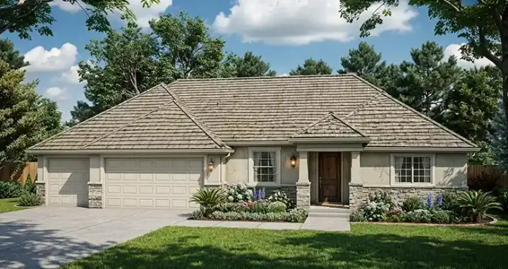 Traditional house plans 25-181 - front exterior, 1,442 sq ft, 3 bed, 2 bath house plans | Monster House Plans