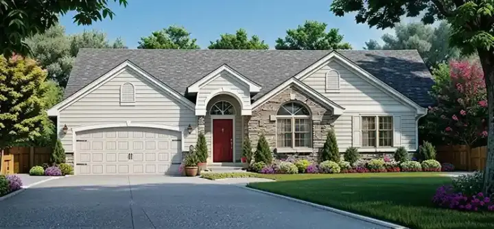 Traditional house plans 25-184 - front exterior, 1,457 sq ft, 3 bed, 2 bath house plans | Monster House Plans