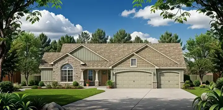 Traditional house plans 25-186 - front exterior, 1,460 sq ft, 3 bed, 2 bath house plans | Monster House Plans