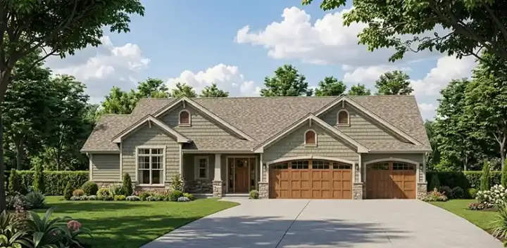 Craftsman house plans 25-191 - front exterior, 1,524 sq ft, 3 bed, 2 bath house plans | Monster House Plans