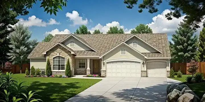 Traditional house plans 25-197 - front exterior, 1,625 sq ft, 3 bed, 2 bath house plans | Monster House Plans