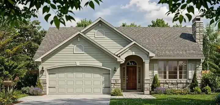 Traditional house plans 25-214 - front exterior, 1,159 sq ft, 3 bed, 2 bath house plans | Monster House Plans