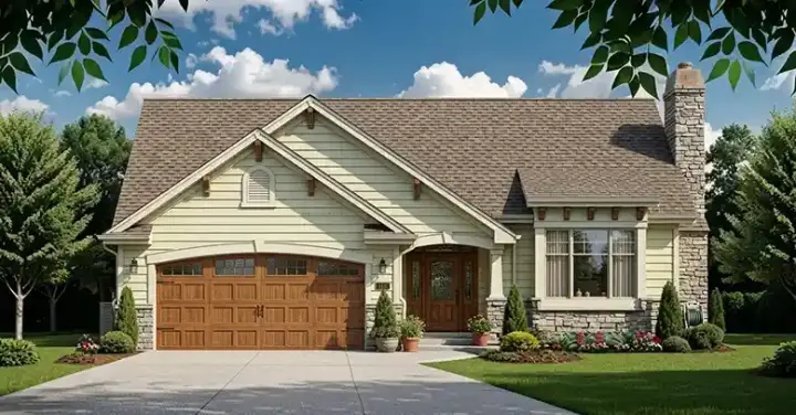 Traditional house plans 25-215 - front exterior, 1,160 sq ft, 2 bed, 2 bath house plans | Monster House Plans