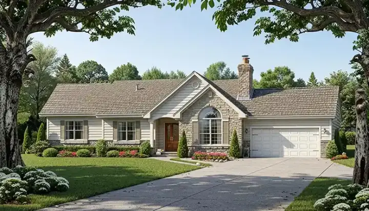 Traditional house plans 25-218 - front exterior, 1,180 sq ft, 3 bed, 2 bath house plans | Monster House Plans