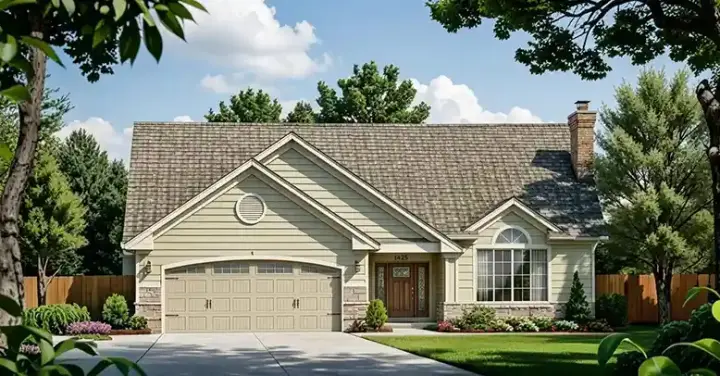 Traditional house plans 25-221 - front exterior, 1,208 sq ft, 3 bed, 2 bath house plans | Monster House Plans