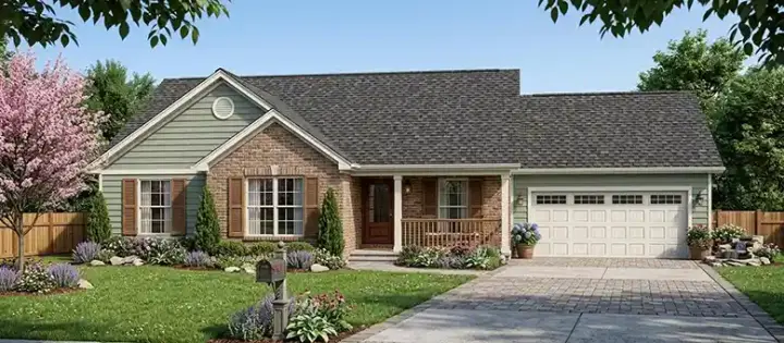 Traditional house plans 25-223 - front exterior, 1,240 sq ft, 3 bed, 2 bath house plans | Monster House Plans