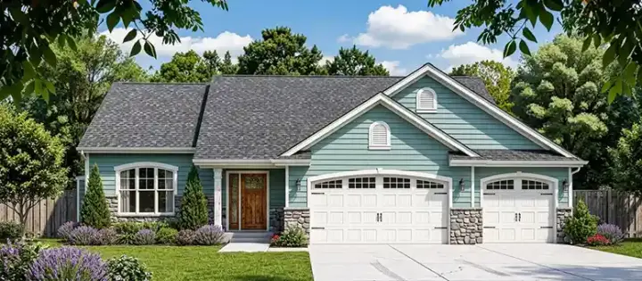 Traditional house plans 25-227 - front exterior, 1,254 sq ft, 2 bed, 2 bath house plans | Monster House Plans