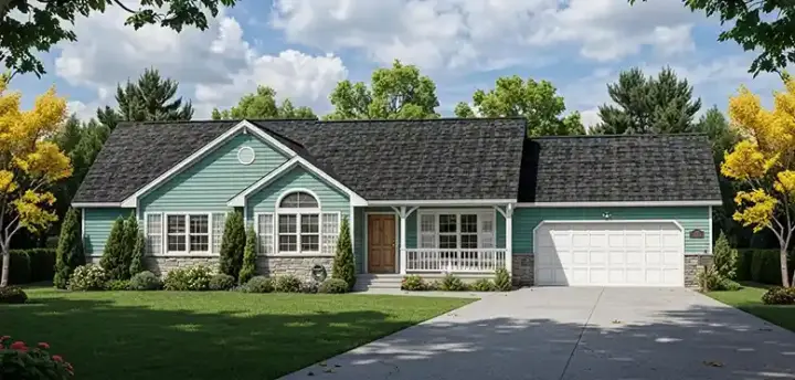 Traditional house plans 25-228 - front exterior, 1,267 sq ft, 3 bed, 2 bath house plans | Monster House Plans