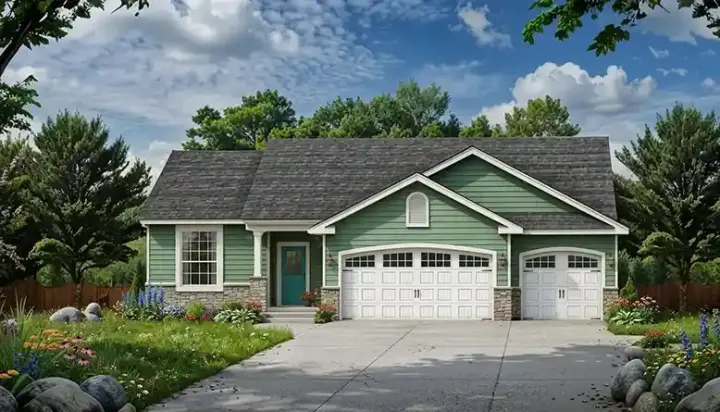 Traditional house plans 25-232 - front exterior, 1,279 sq ft, 3 bed, 2 bath house plans | Monster House Plans