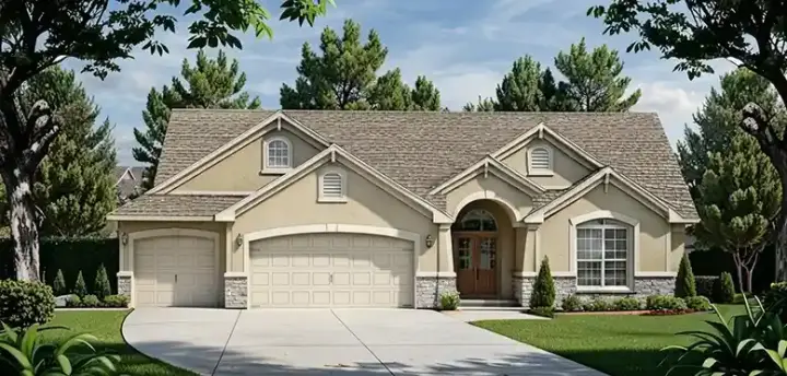 Traditional house plans 25-233 - front exterior, 1,288 sq ft, 3 bed, 2 bath house plans | Monster House Plans