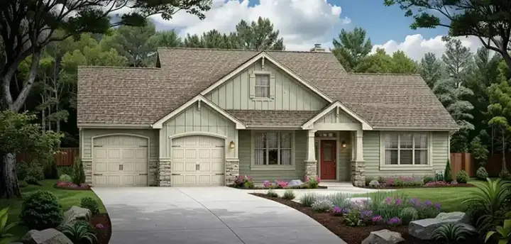 Traditional house plans 25-234 - front exterior, 1,290 sq ft, 3 bed, 2 bath house plans | Monster House Plans