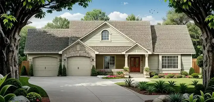 Traditional house plans 25-236 - front exterior, 1,333 sq ft, 2 bed, 2 bath house plans | Monster House Plans