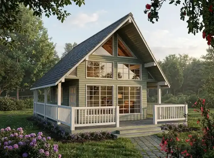 Contemporary house plans 26-101 - front exterior, 582 sq ft, 1 bed, 1 bath house plans | Monster House Plans