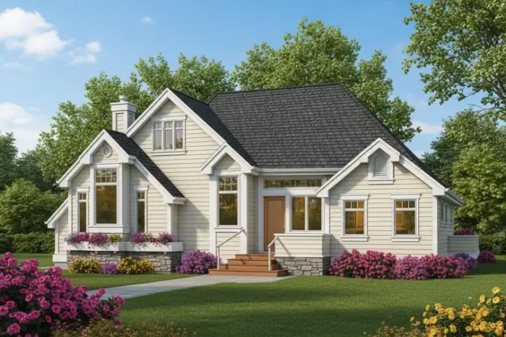 Northwest house plans 26-108 - front exterior, 1,470 sq ft, 2 bed, 2 bath house plans | Monster House Plans
