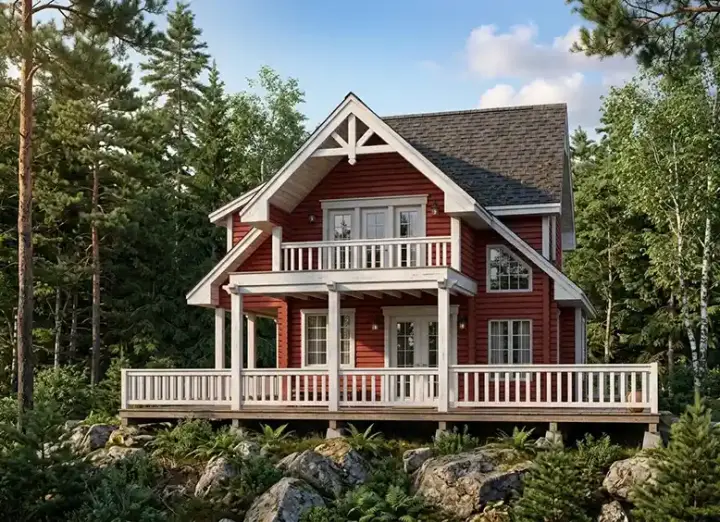 Mountain Rustic house plans 26-111 - front exterior, 1,904 sq ft, 2 bed, 2 bath house plans | Monster House Plans