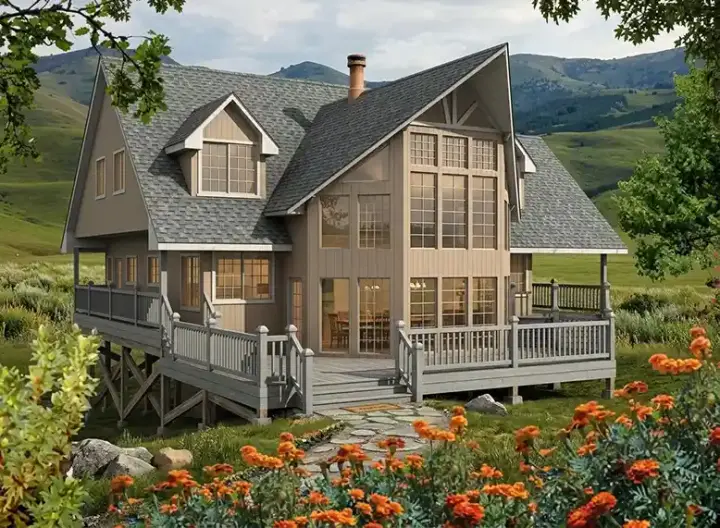 Contemporary house plans 26-113 - front exterior, 2,682 sq ft, 6 bed, 3 bath house plans | Monster House Plans