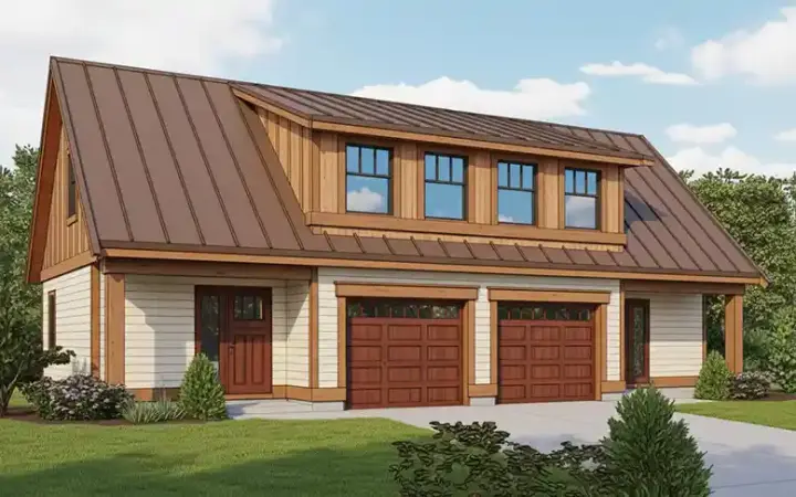 Bungalow house plans 26-125 - front exterior, 1,056 sq ft, 0 bed, 1 bath house plans | Monster House Plans