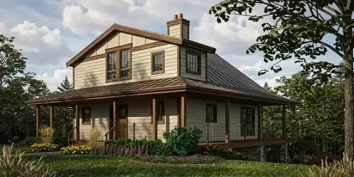Country house plans 26-144 - front exterior, 1,632 sq ft, 2 bed, 2 bath house plans | Monster House Plans