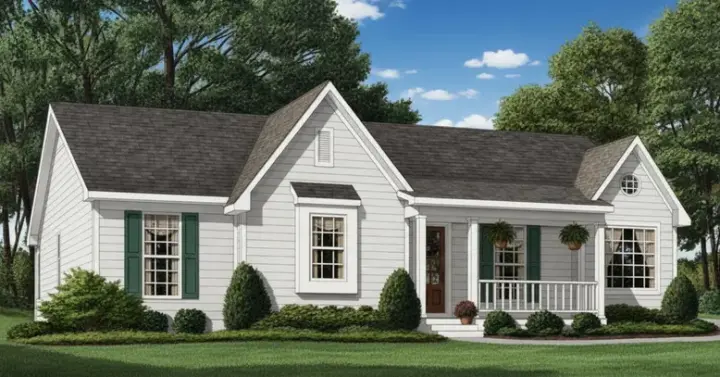 Country house plans 27-106 - front exterior, 1,397 sq ft, 3 bed, 2 bath house plans | Monster House Plans