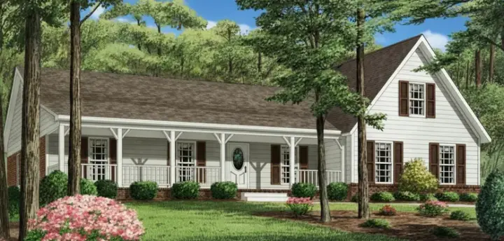 Country house plans 27-109 - front exterior, 1,609 sq ft, 3 bed, 2 bath house plans | Monster House Plans