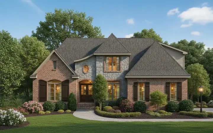 French Country house plans 27-120 - front exterior, 1,977 sq ft, 3 bed, 3 bath house plans | Monster House Plans