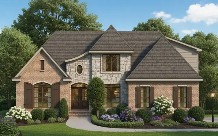 French Country house plans 27-121 - front exterior, 2,247 sq ft, 4 bed, 3 bath house plans | Monster House Plans