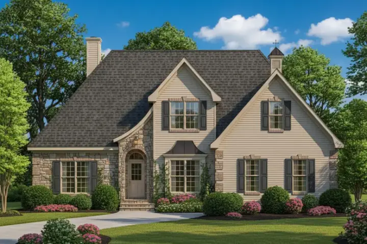 French Country house plans 27-137 - front exterior, 2,552 sq ft, 4 bed, 3 bath house plans | Monster House Plans