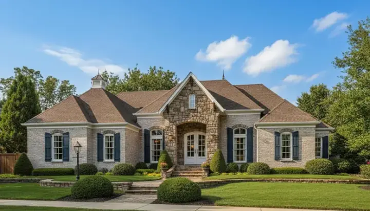 European house plans 27-163 - front exterior, 3,293 sq ft, 3 bed, 3 bath house plans | Monster House Plans