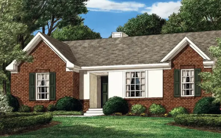 Traditional house plans 27-170 - front exterior, 1,123 sq ft, 3 bed, 2 bath house plans | Monster House Plans