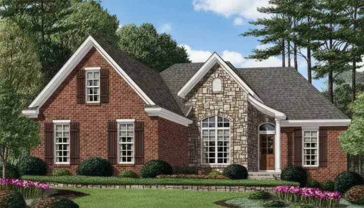 French Country house plans 27-190 - front exterior, 1,744 sq ft, 3 bed, 2 bath house plans | Monster House Plans