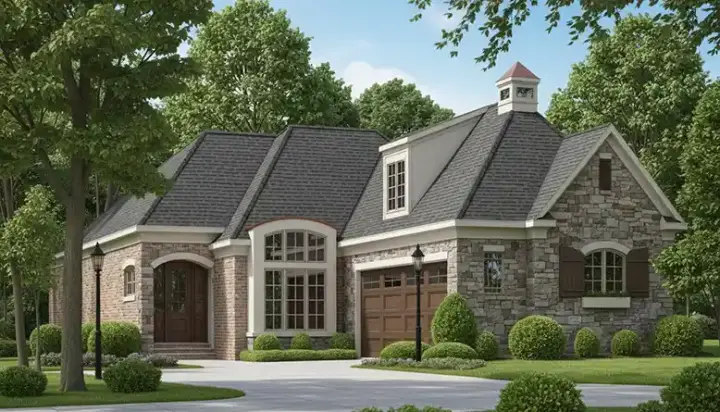 French Country house plans 27-204 - front exterior, 2,566 sq ft, 3 bed, 3 bath house plans | Monster House Plans