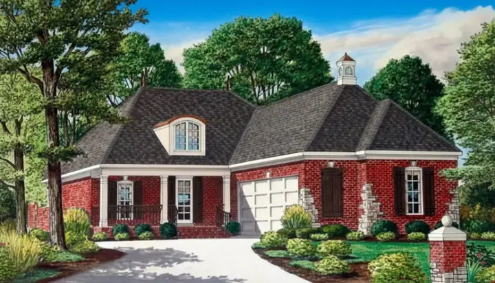 French Country house plans 27-211 - front exterior, 2,503 sq ft, 4 bed, 3 bath house plans | Monster House Plans