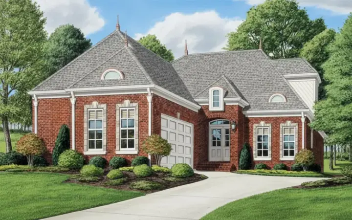 European house plans 27-219 - front exterior, 2,687 sq ft, 3 bed, 2 bath house plans | Monster House Plans