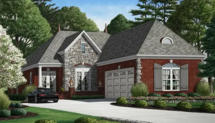 European house plans 27-220 - front exterior, 2,786 sq ft, 4 bed, 3 bath house plans | Monster House Plans