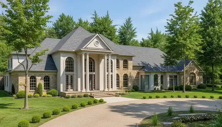 Georgian house plans 27-225 - front exterior, 6,508 sq ft, 6 bed, 5 bath house plans | Monster House Plans