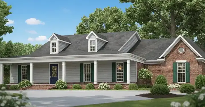 Country house plans 27-234 - front exterior, 1,612 sq ft, 3 bed, 2 bath house plans | Monster House Plans