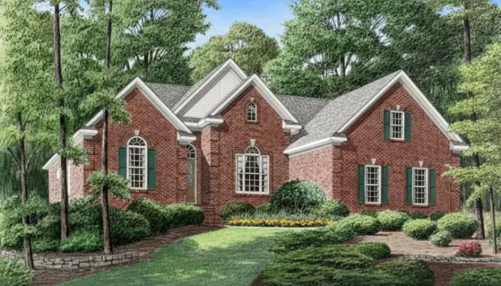European house plans 27-239 - front exterior, 1,905 sq ft, 3 bed, 2 bath house plans | Monster House Plans