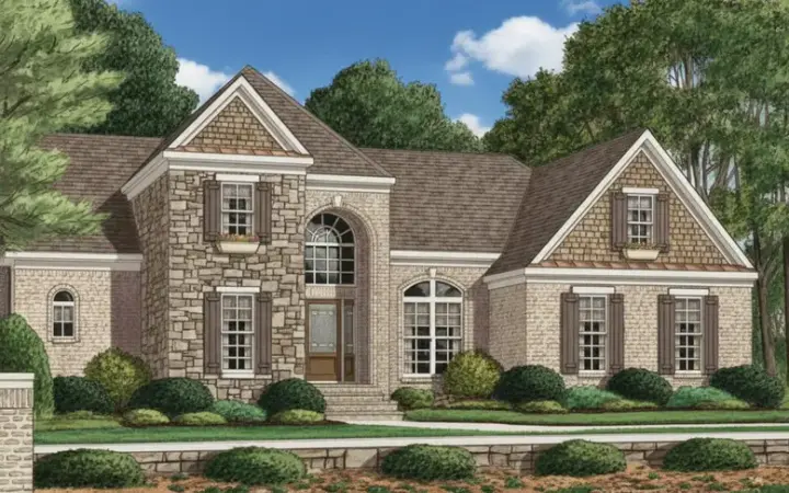 European house plans 27-241 - front exterior, 2,585 sq ft, 4 bed, 3 bath house plans | Monster House Plans
