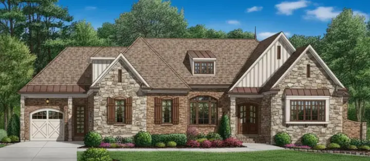 English Country house plans 27-248 - front exterior, 4,202 sq ft, 4 bed, 3 bath house plans | Monster House Plans