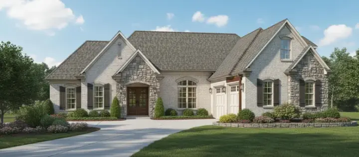 European house plans 27-252 - front exterior, 2,485 sq ft, 3 bed, 2 bath house plans | Monster House Plans