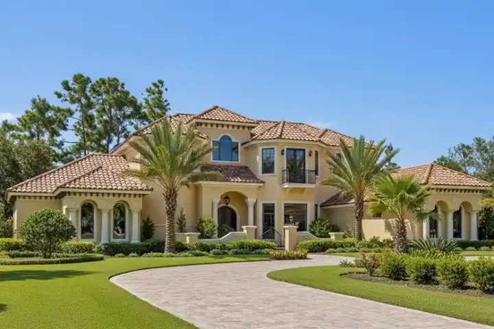 Mediterranean house plans 28-101 - front exterior, 5,240 sq ft, 5 bed, 5 bath house plans | Monster House Plans