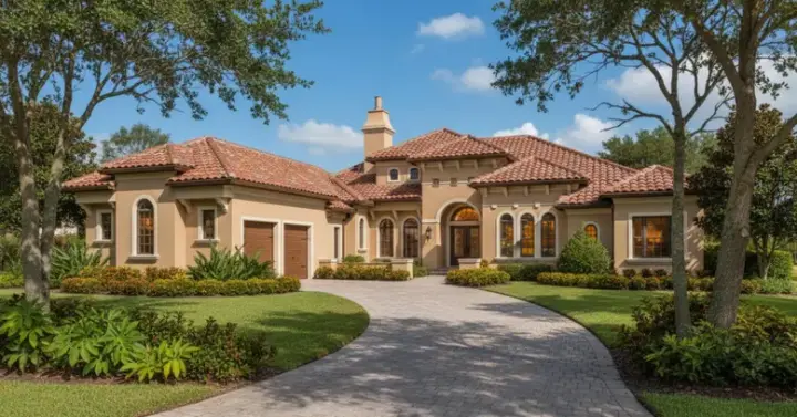 Florida house plans 28-102 - front exterior, 4,364 sq ft, 3 bed, 3 bath house plans | Monster House Plans