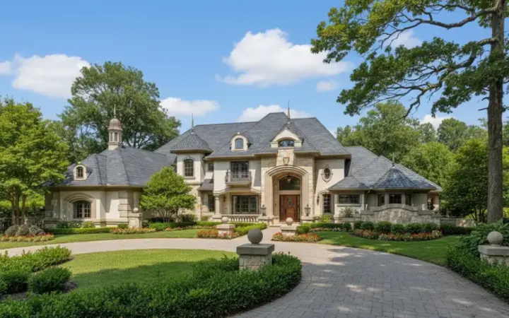French Country house plans 28-110 - front exterior, 4,795 sq ft, 5 bed, 5 bath house plans | Monster House Plans