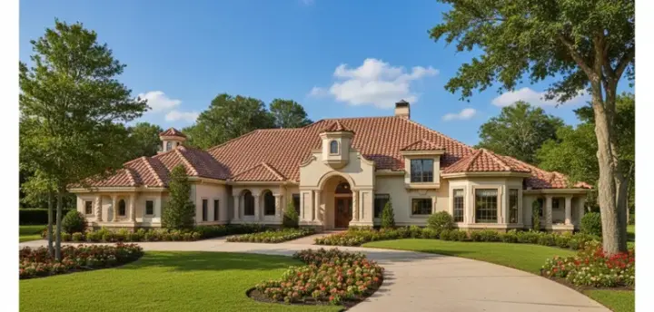 Italian house plans 28-117 - front exterior, 5,520 sq ft, 5 bed, 6 bath house plans | Monster House Plans