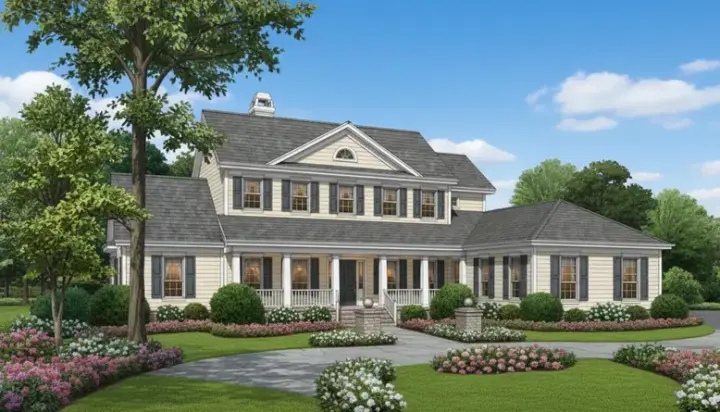 Southern Colonial house plans 28-118 - front exterior, 4,000 sq ft, 5 bed, 4 bath house plans | Monster House Plans