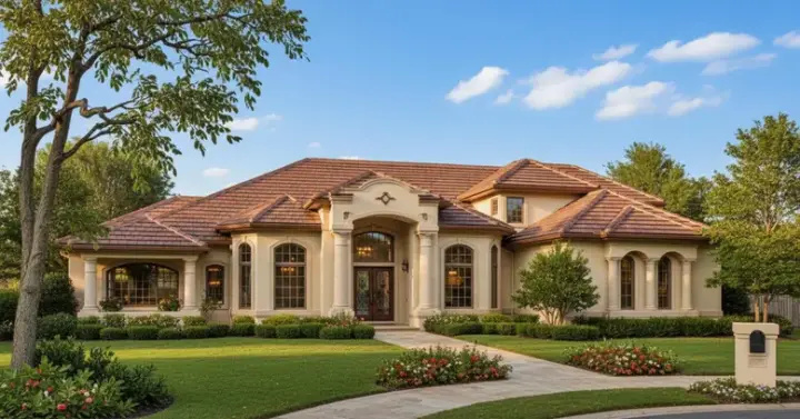 Mediterranean house plans 28-122 - front exterior, 4,721 sq ft, 4 bed, 4 bath house plans | Monster House Plans