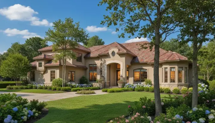 French Country house plans 28-124 - front exterior, 4,177 sq ft, 4 bed, 4 bath house plans | Monster House Plans