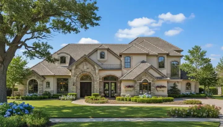 French Country house plans 28-126 - front exterior, 5,500 sq ft, 5 bed, 5 bath house plans | Monster House Plans