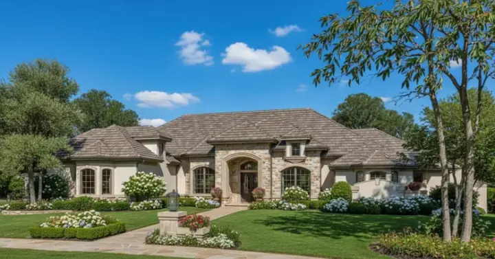 French Country house plans 28-129 - front exterior, 4,156 sq ft, 4 bed, 5 bath house plans | Monster House Plans
